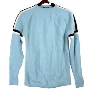 Vintage Meister Knit Sweater Small Blue Wool Racing Stripe Vintage Ski Retro